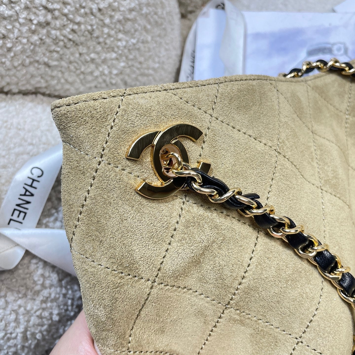 CC 26S Large Tote Bag 40cm Beige Suede
