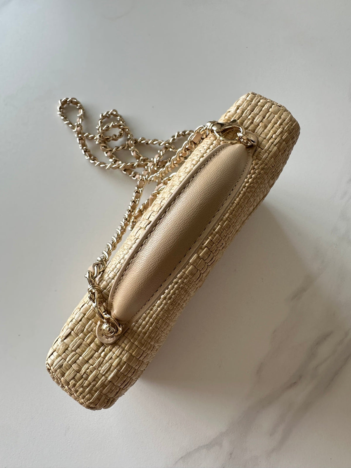 CC Vanity With Chain 17cm Beige Woven Raffia & Lambskin 292222