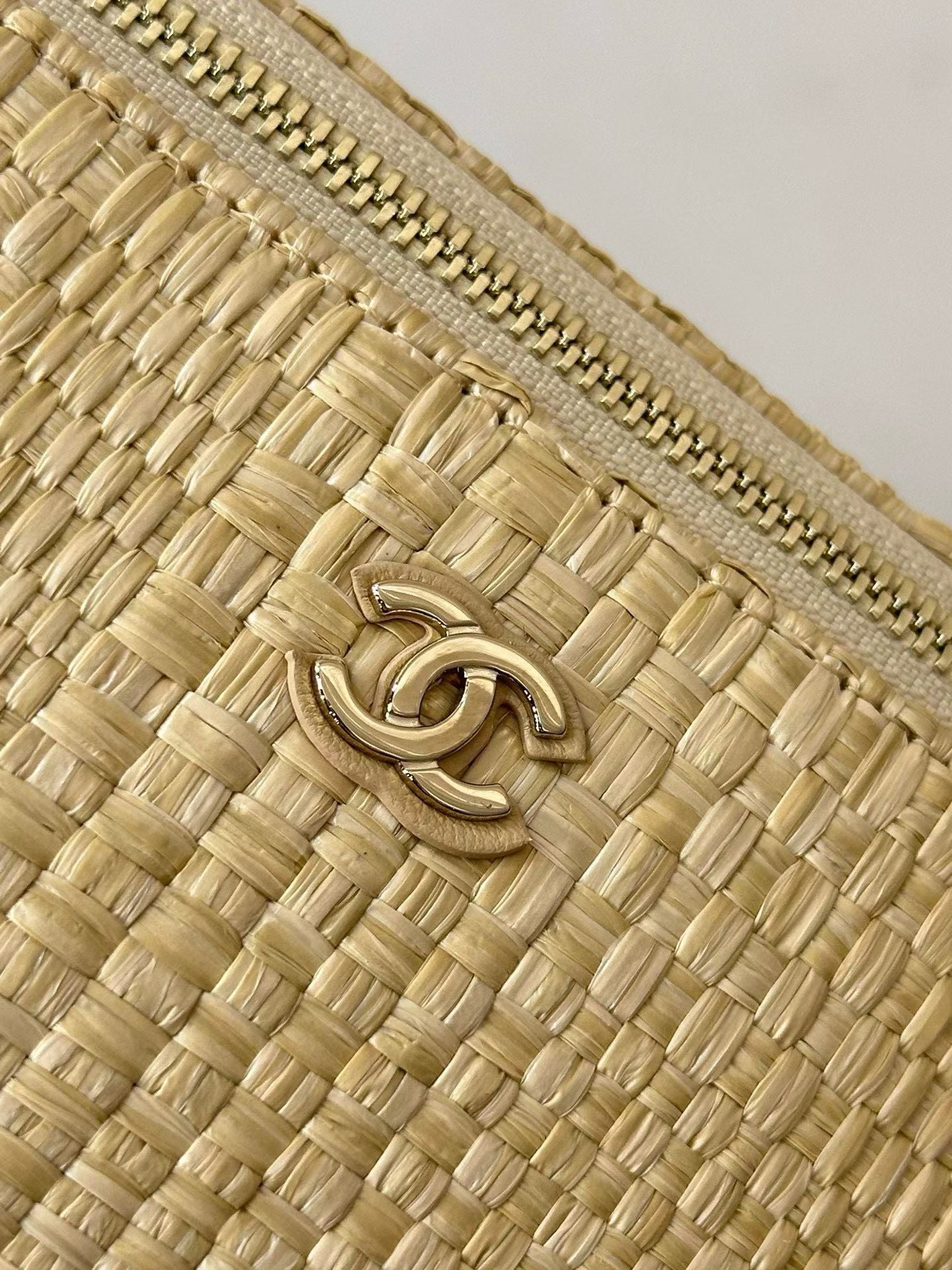 CC Vanity With Chain 17cm Beige Woven Raffia & Lambskin 292222