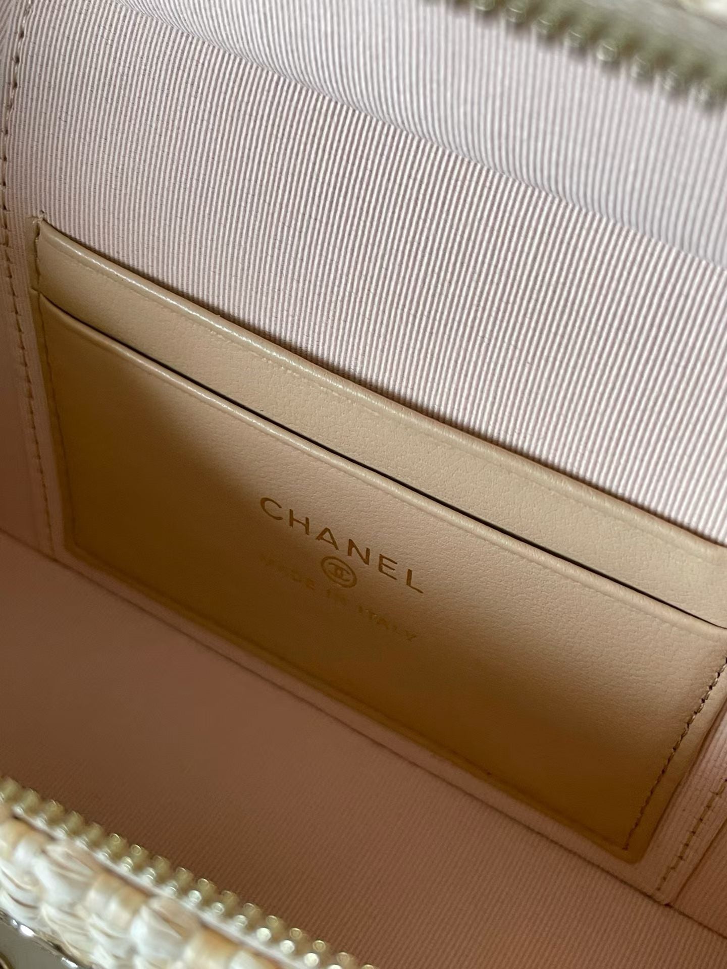 CC Vanity With Chain 17cm Beige Woven Raffia & Lambskin 292222