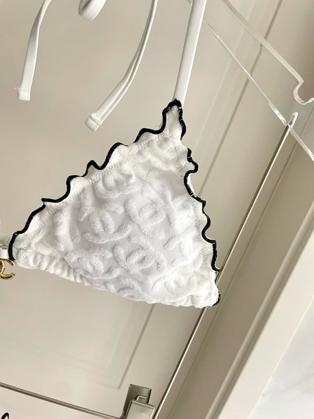 CC Two-piece Bikini Swimsuit White Cotton 326152