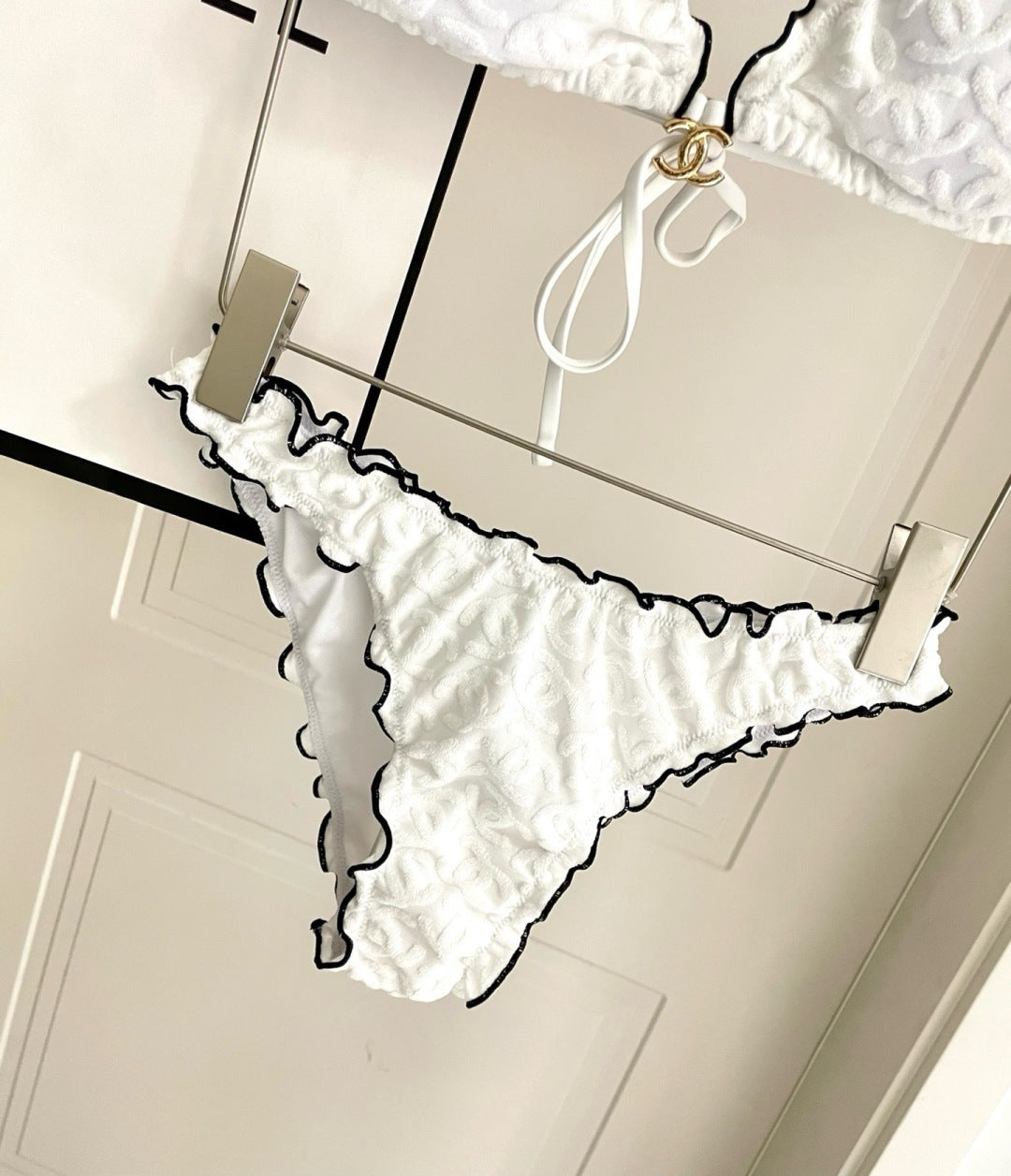CC Two-piece Bikini Swimsuit White Cotton 326152