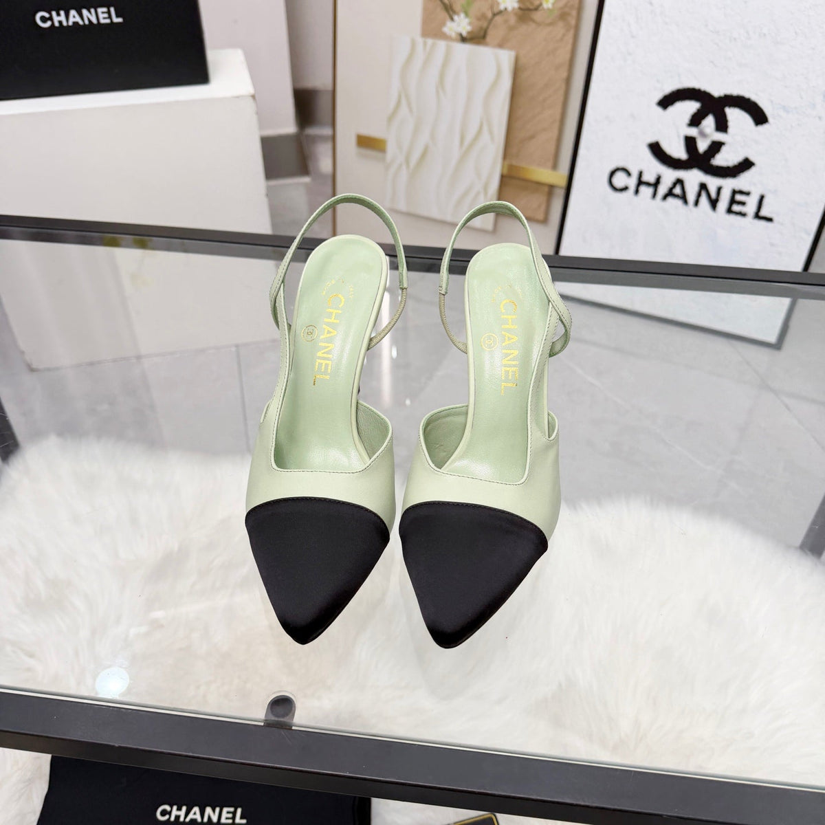 CC Slingback Pumps Lime Green Cowhide Leather 873846