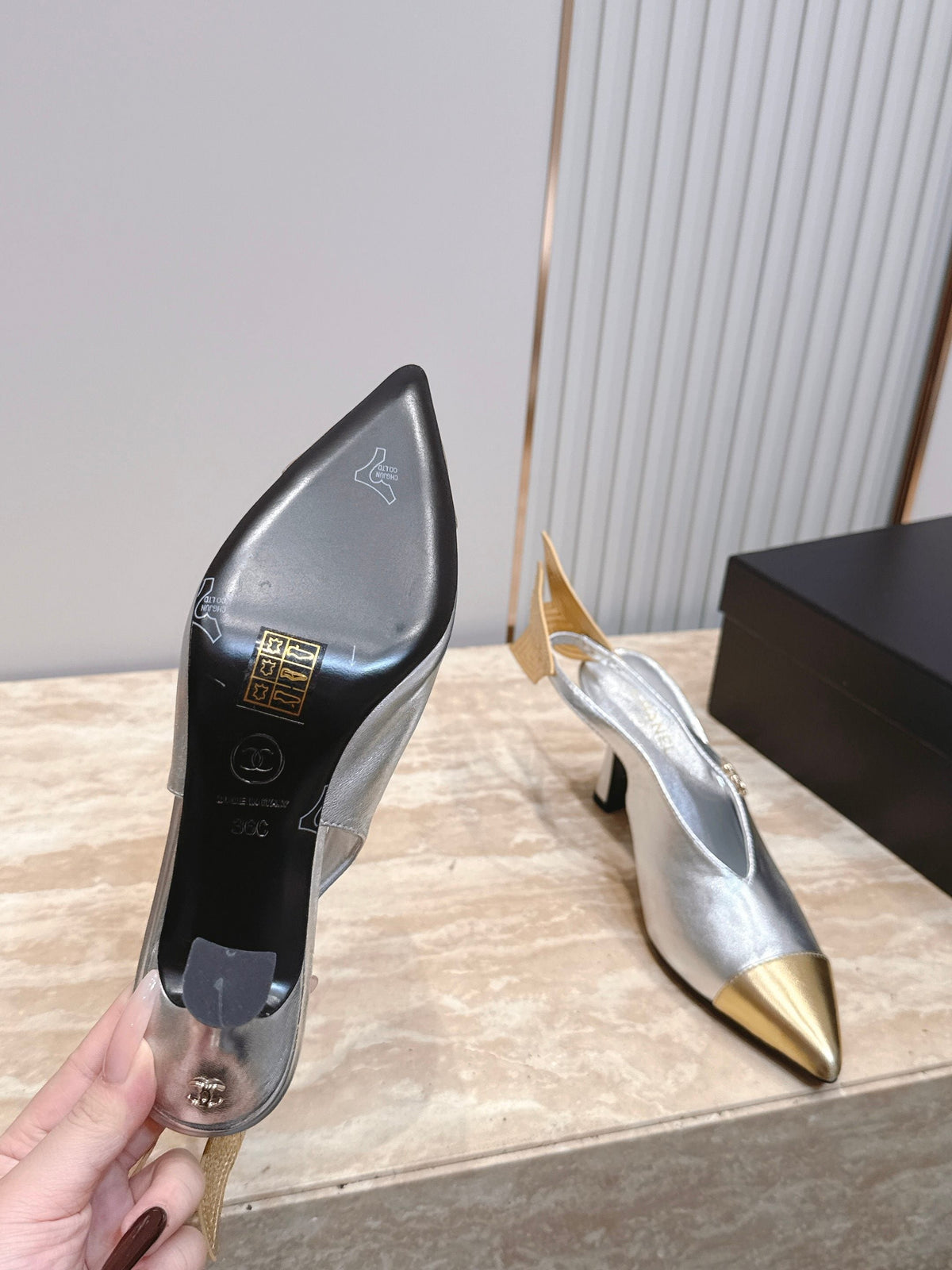 CC Métiers d’art 2026 Slingbacks 9.5cm Silver Metallic Lambskin 898982
