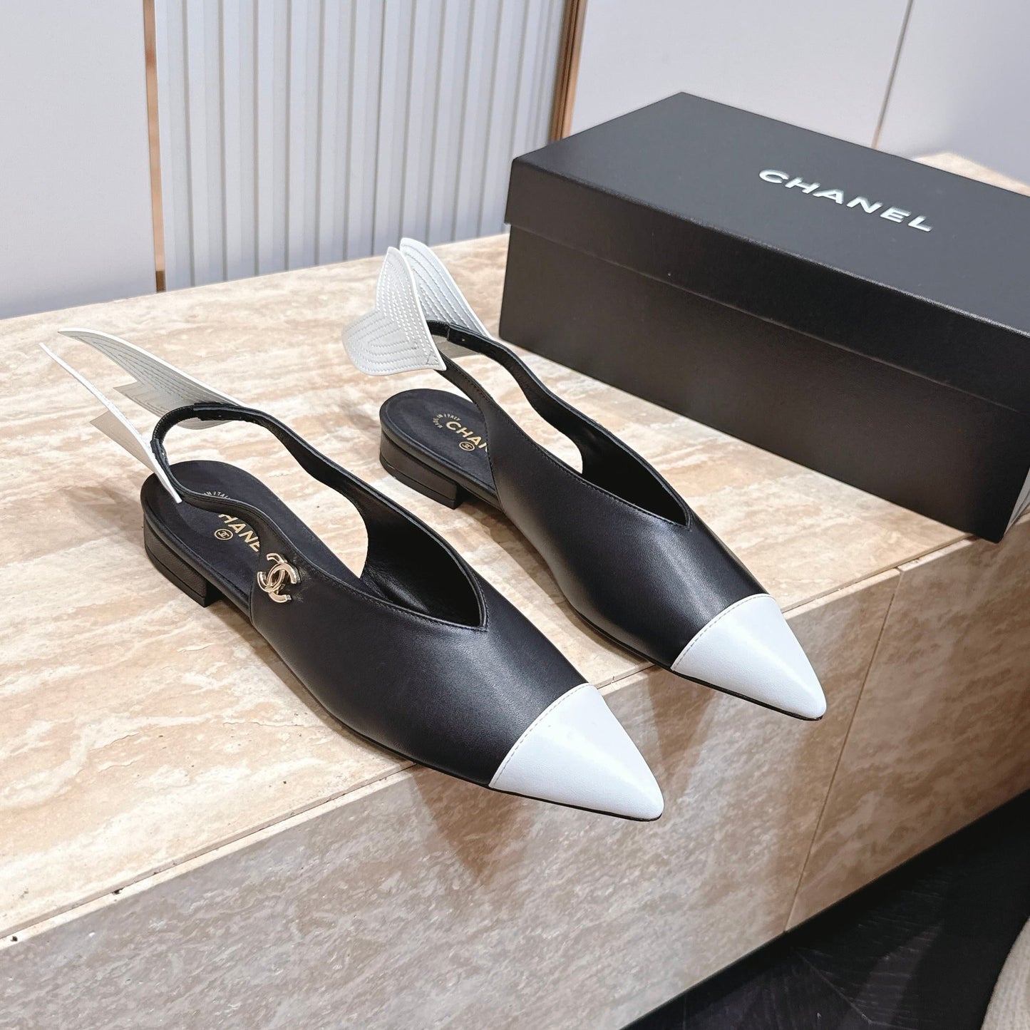 CC Métiers d'Art 2026 Slingback Flats Black Lambskin 898977