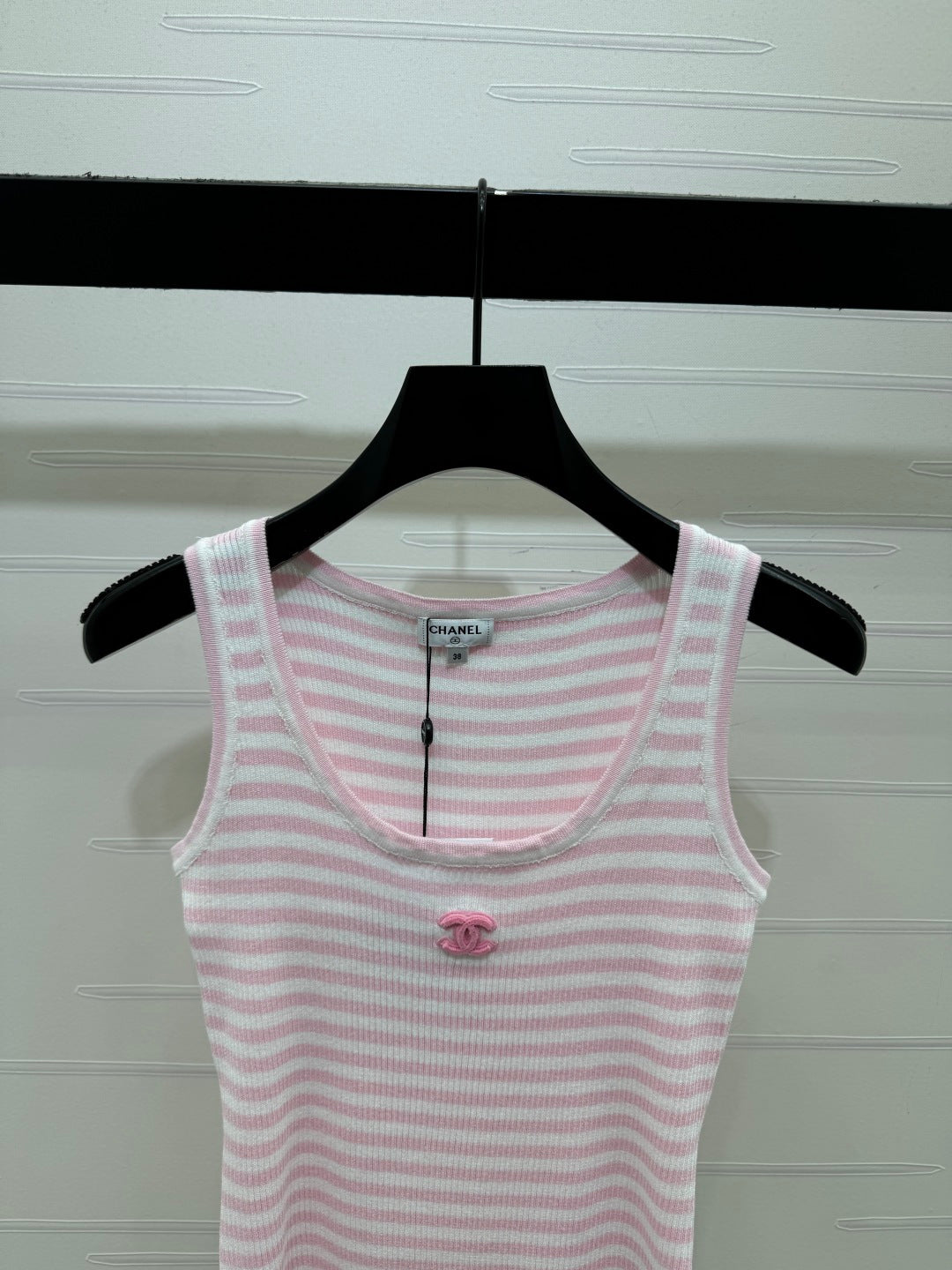 CC Logo Striped Ribbed Tank Top Wool 406478