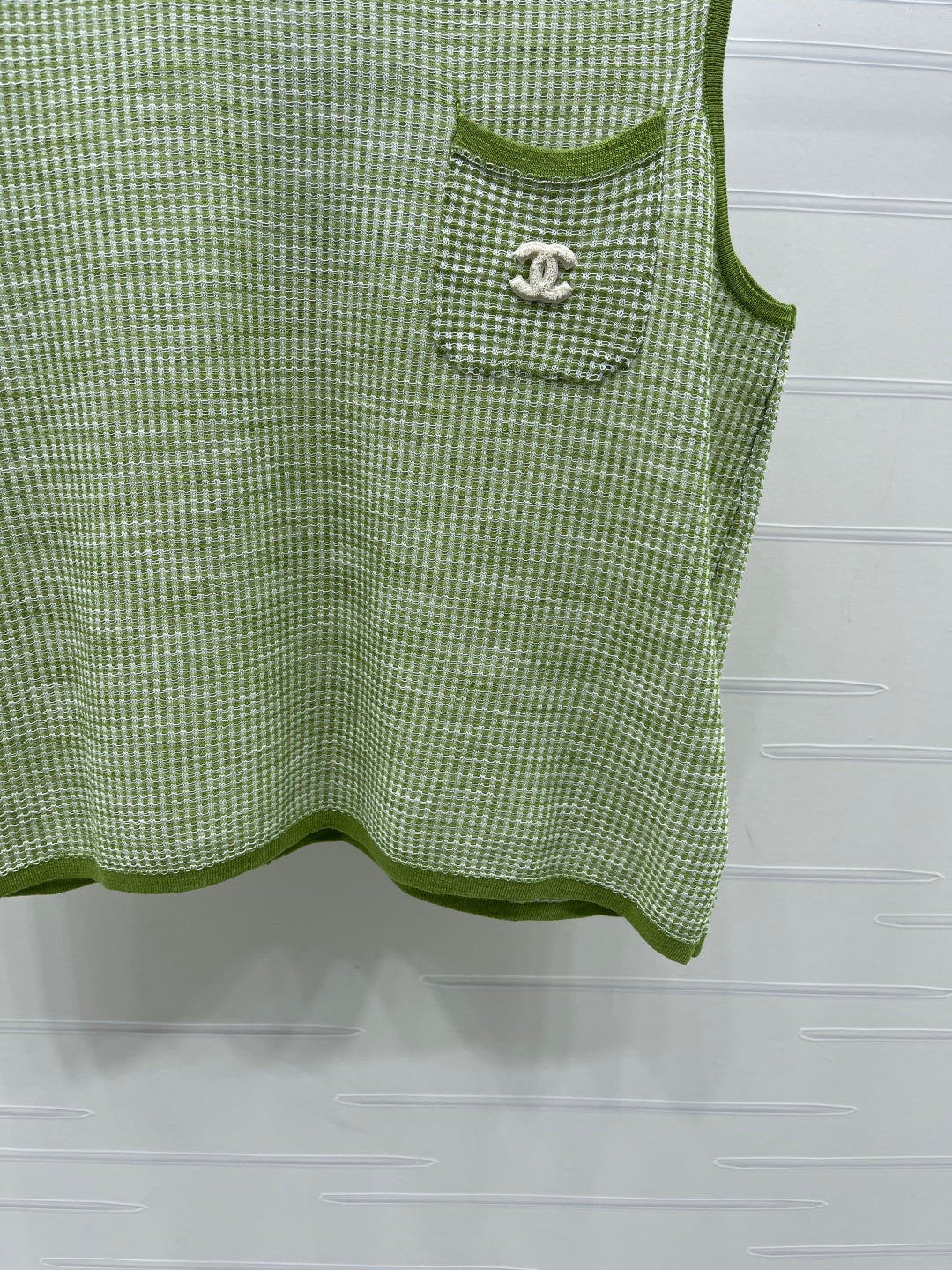 CC Logo Pocket Plaid Knit Vest Tencel 406451