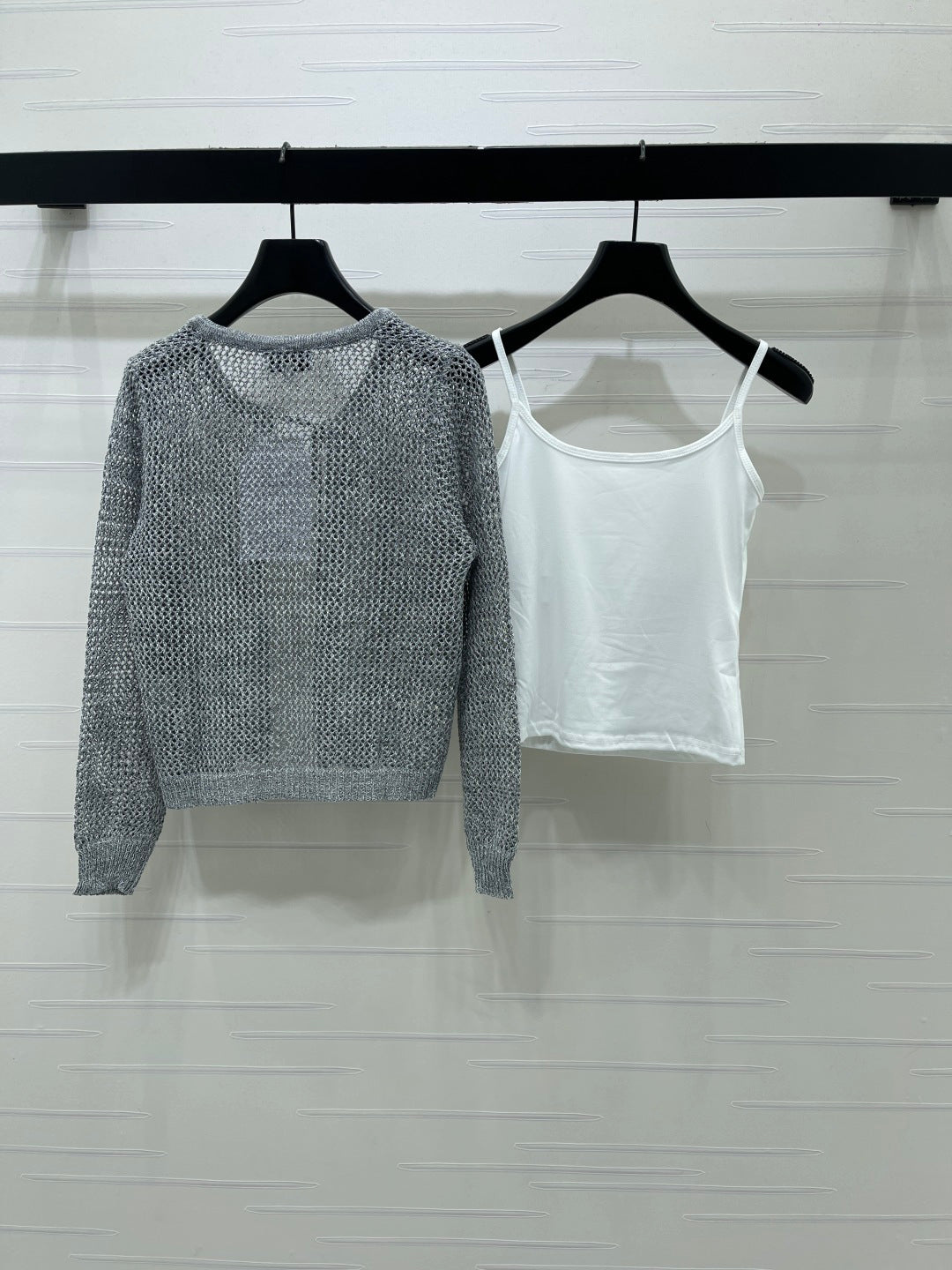 CC Crochet Cardigan & Tank Top Set White Wool 406413