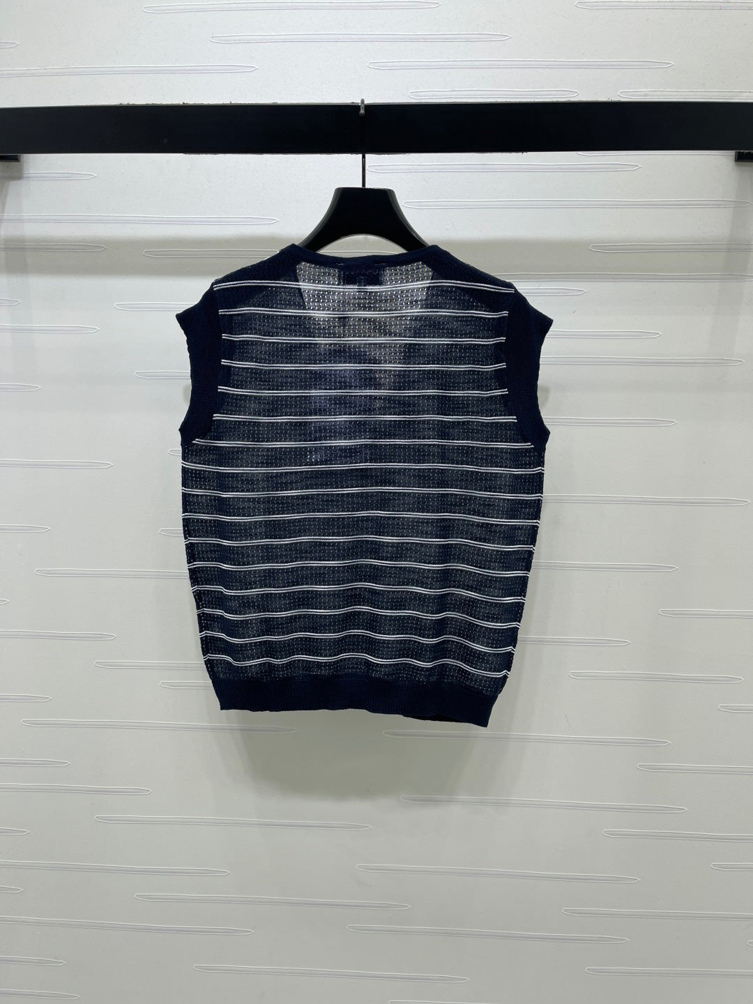 CC Striped V-Neck Knit Vest Wool 406419