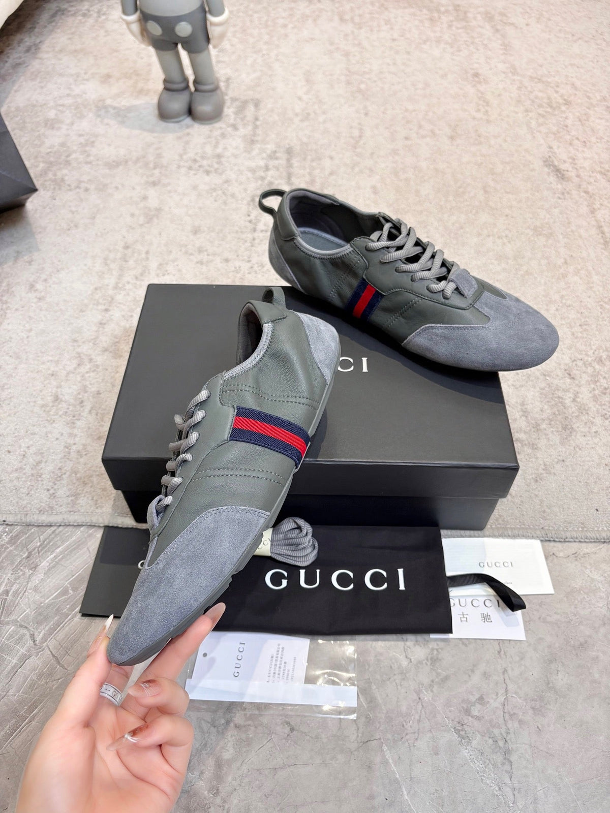 GG Flex Sneakers Grey Leather Suede 929233