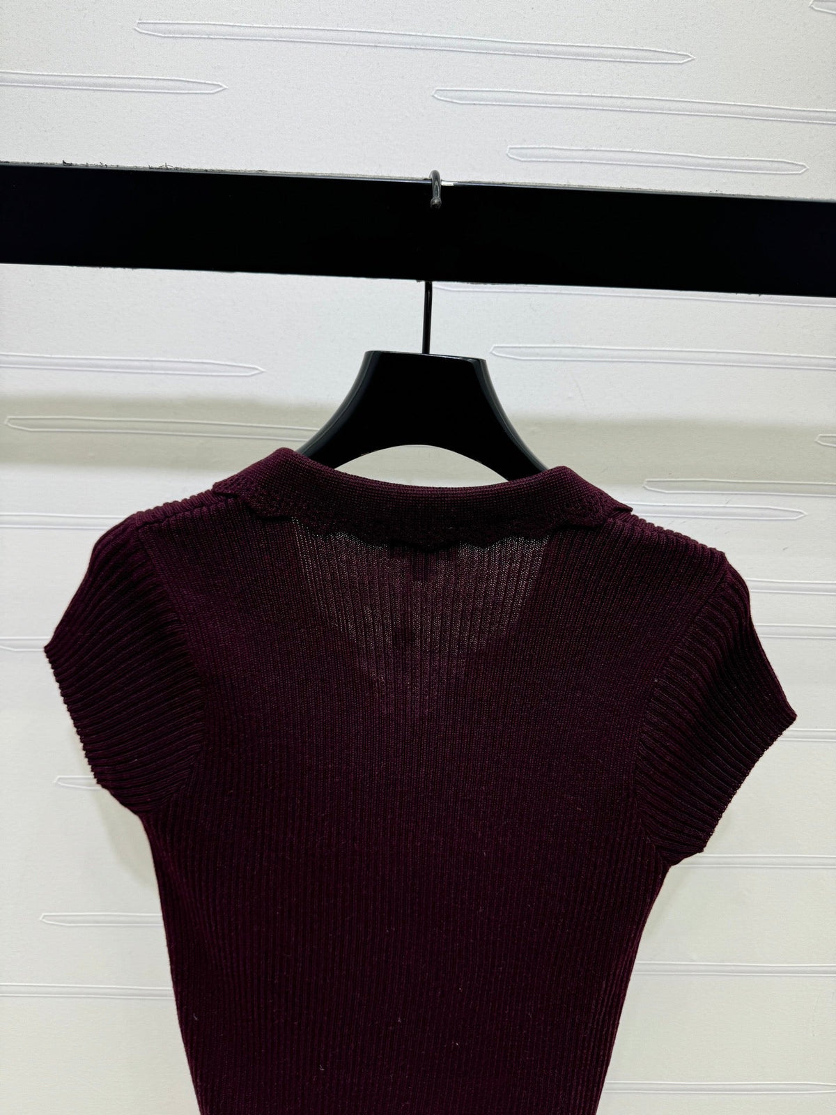 CC Striped Ribbed Knit Long Sleeve Top White Black Silk 411322