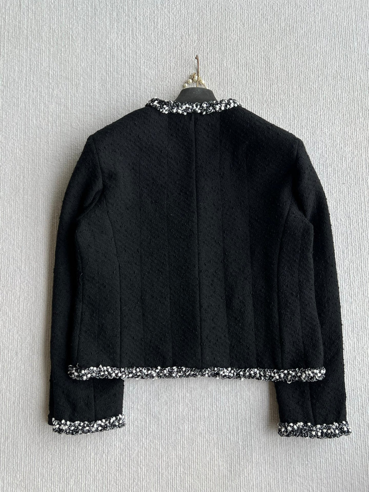 CC Frayed Tweed Jacket Black Wool 412387