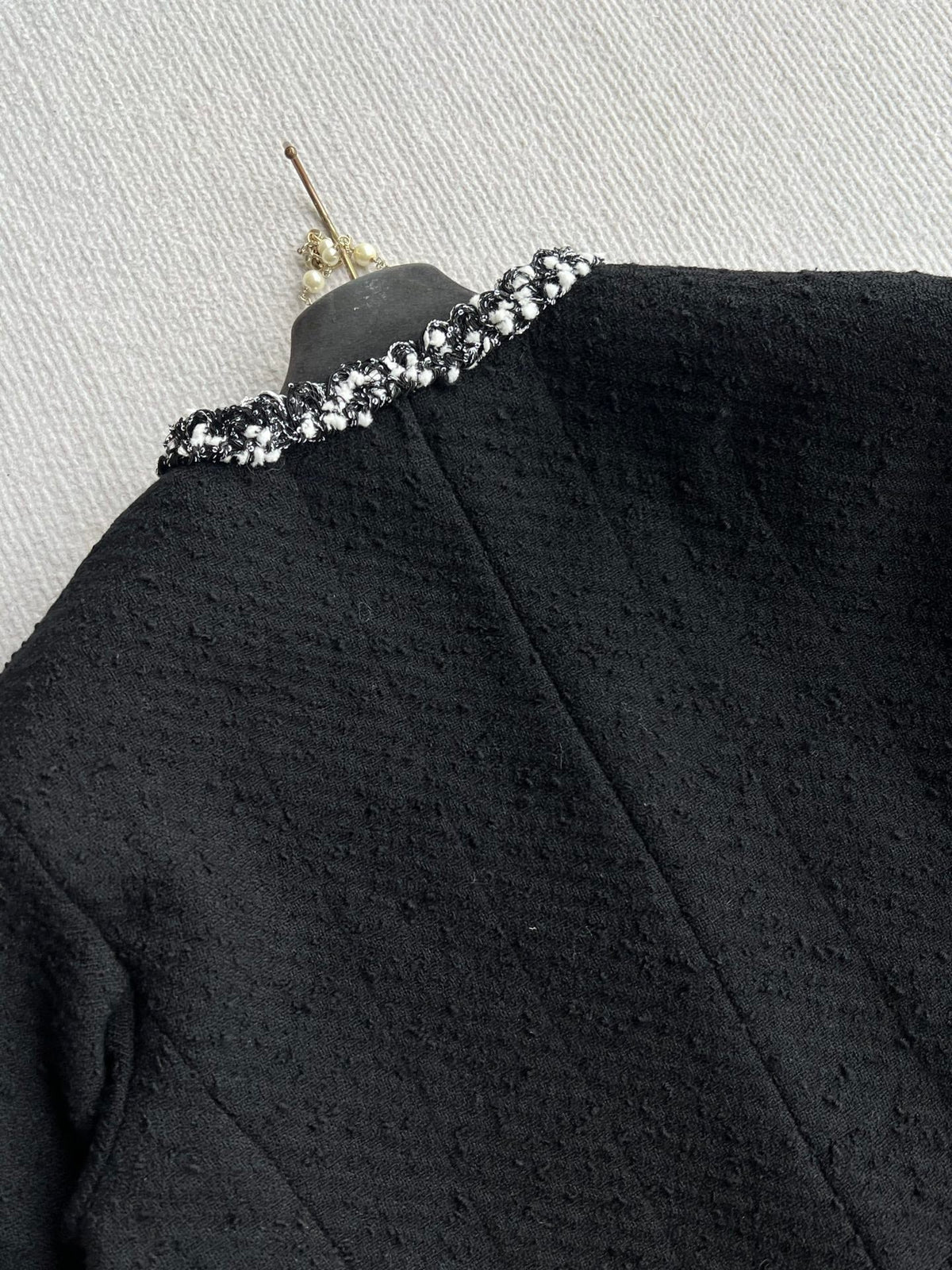 CC Frayed Tweed Jacket Black Wool 412387