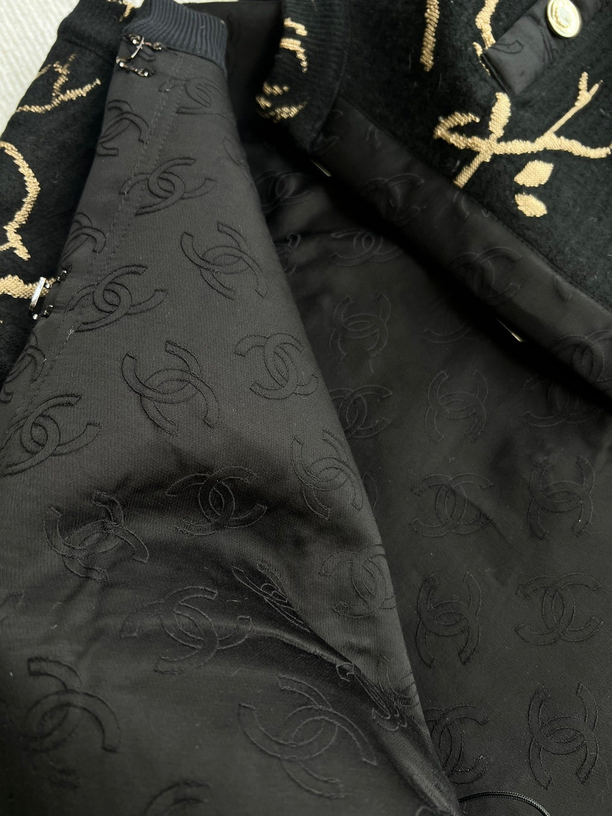 CC Métiers d'Art Embroidered Jacket Black Gold Wool 412372