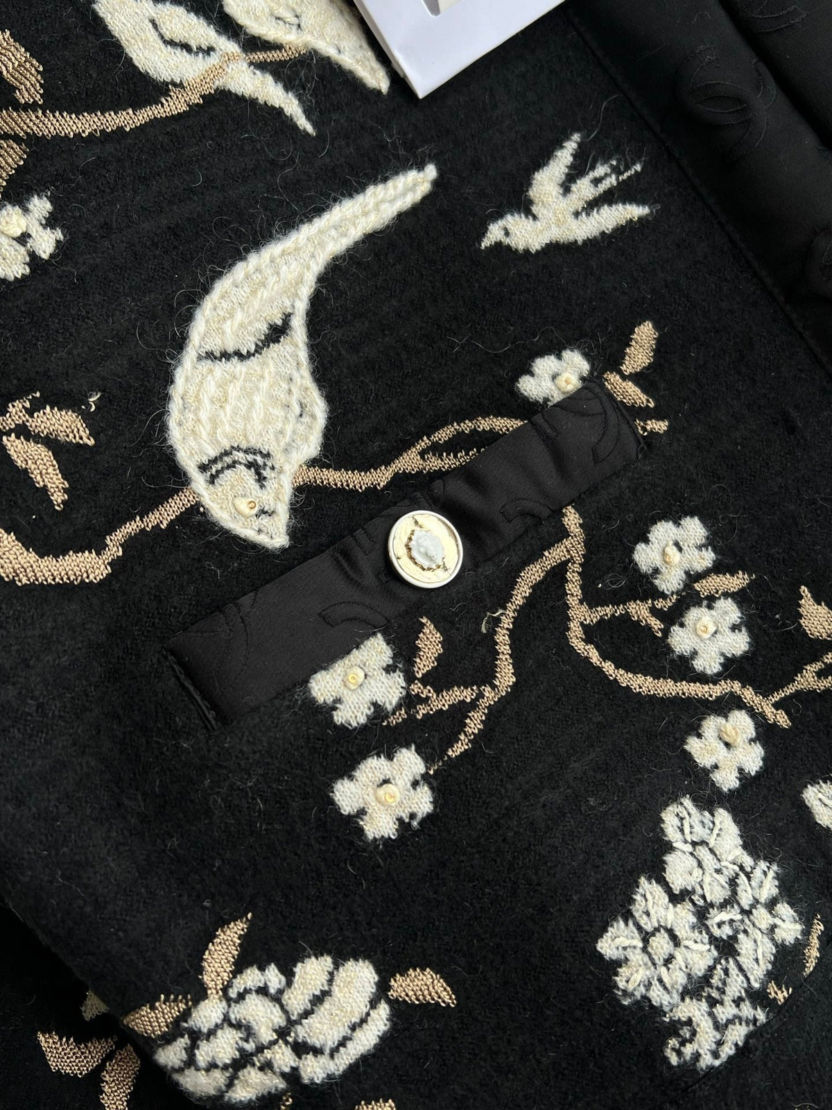 CC Métiers d'Art Embroidered Jacket Black Gold Wool 412372