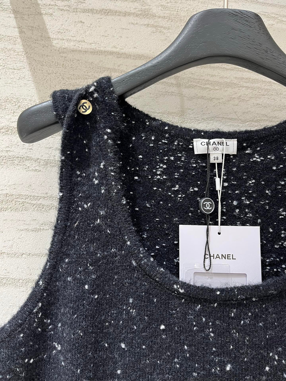 CC Button Shoulder Knit Tank Top 758932