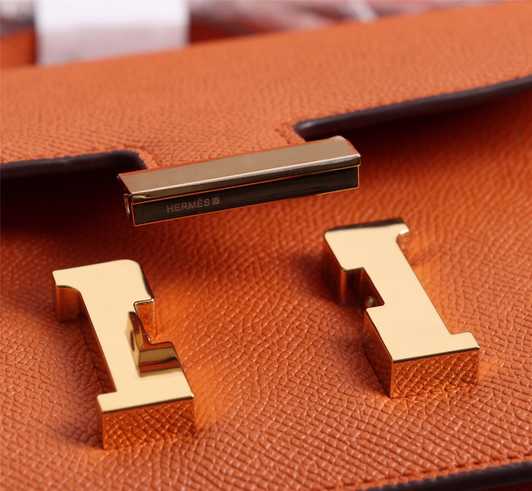 HM CONSTANCE BAGS 19 ORANGE EPSOM GOLD HARDWARE