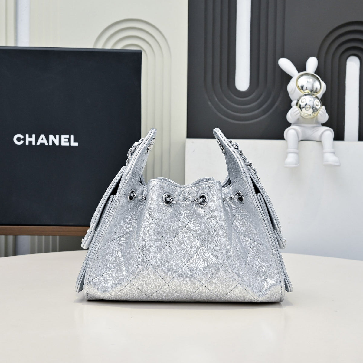 CC Cruise 25/26 Mini Handbag Sliver Caviar Leather