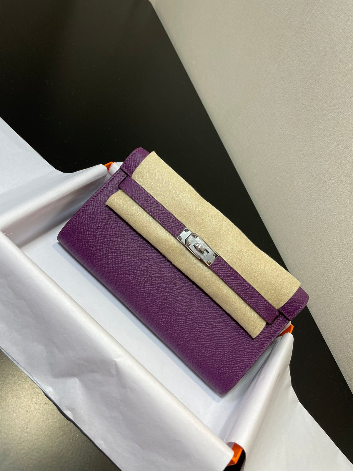 kelly woc 20.5 purple epsom silver hardware