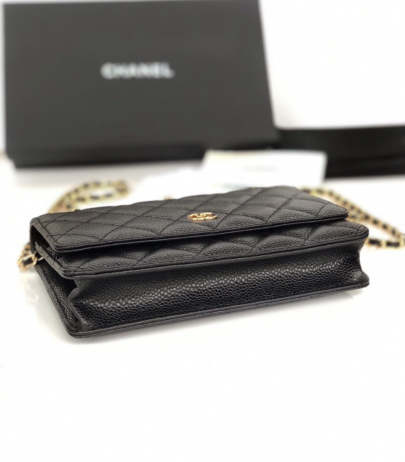 CC WOC Fortune Bag Black Quilted Caviar Leather 223299