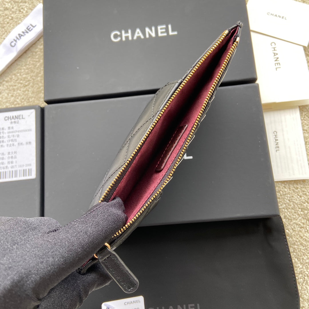 CC Classic Phone Pouch Black Lambskin GHW 229648