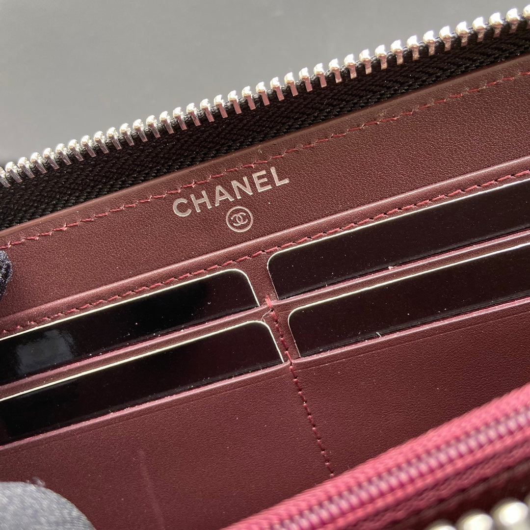 CC A50097 Classic Zipper Wallet Black Caviar GHW 229656