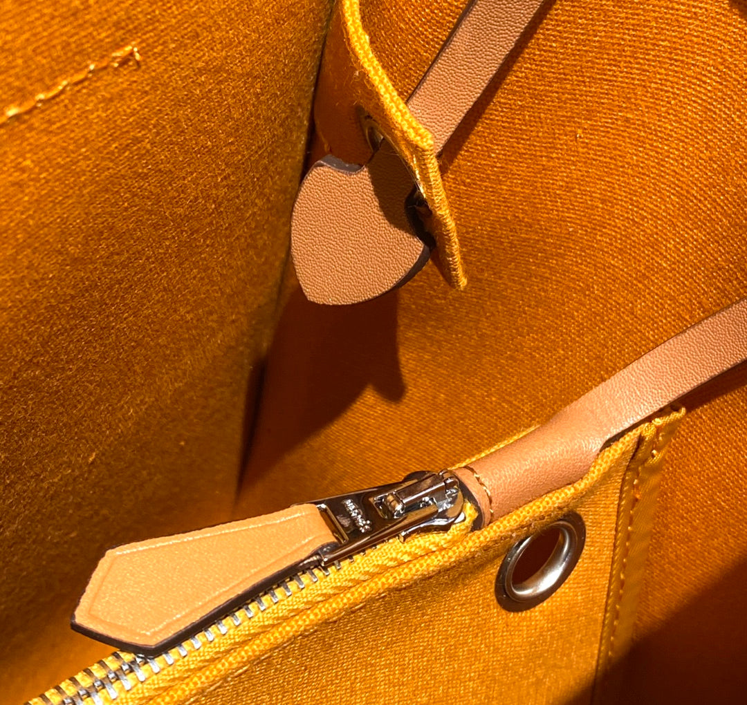 Herbag 31 Toile Dark Yellow Canvas Gold Cowhide Leather