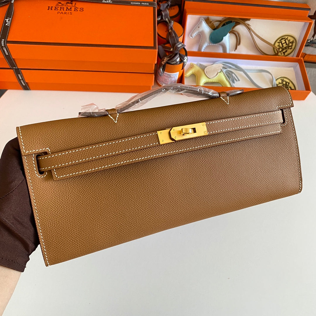 HM Kelly Cut 31 Peanut Butter Epsom Leather Gold Hardware 229057