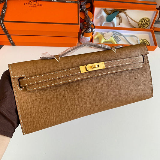 HM Kelly Cut 31 Peanut Butter Epsom Leather Gold Hardware 229057