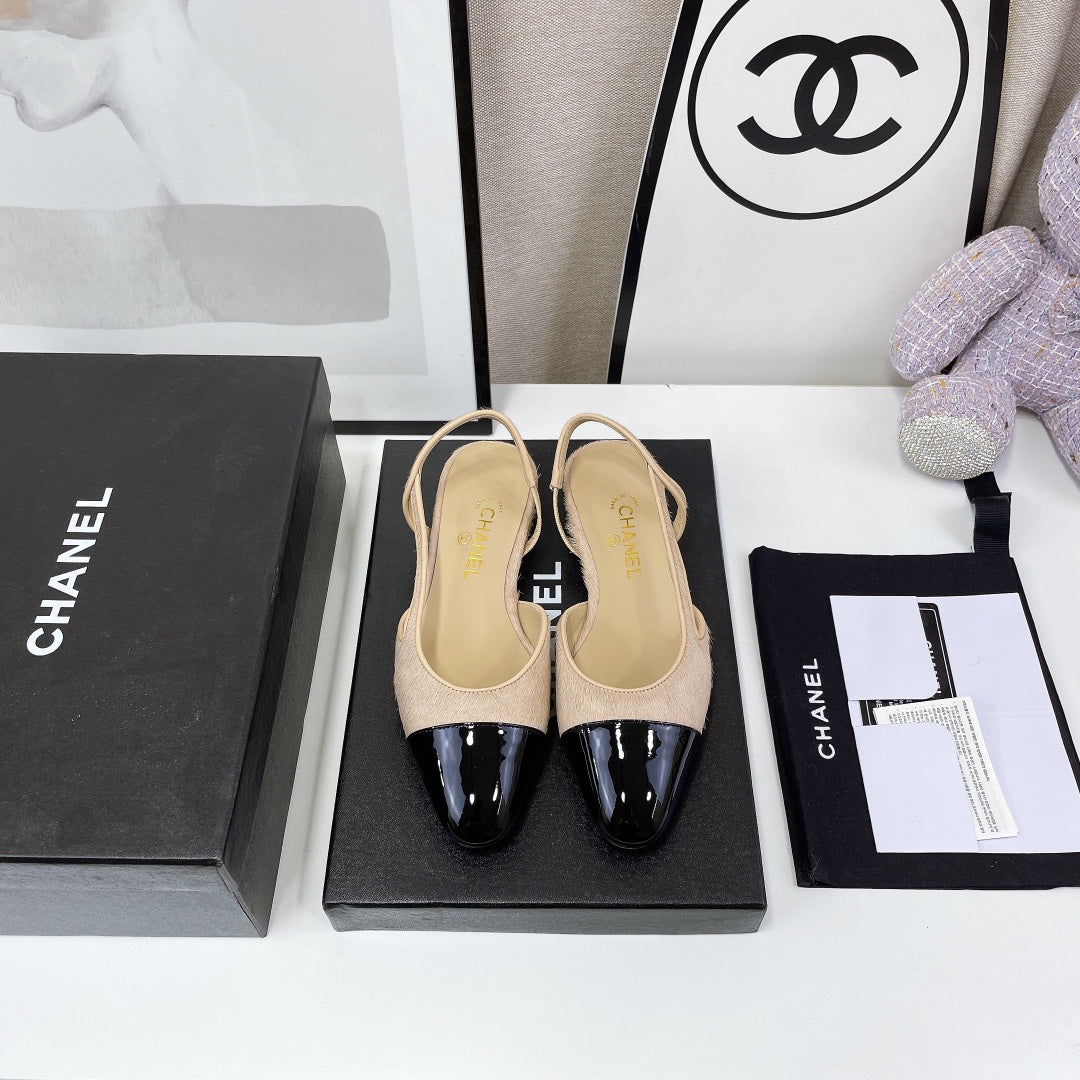CC Slingback Beige Lambskin And Horsehair