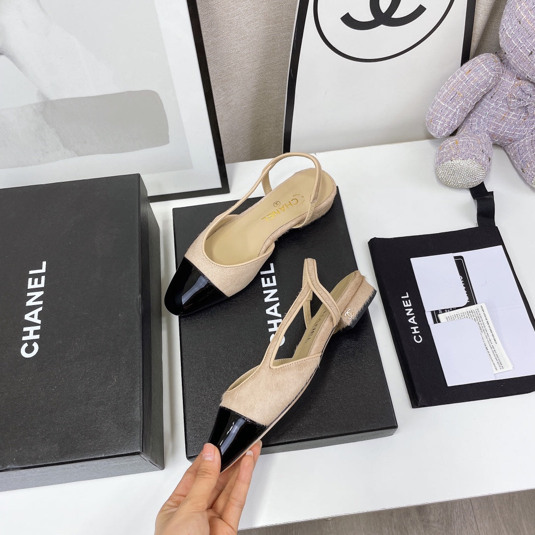 CC Slingback Beige Lambskin And Horsehair