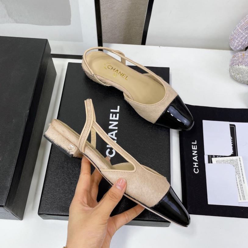 CC Slingback Beige Lambskin And Horsehair