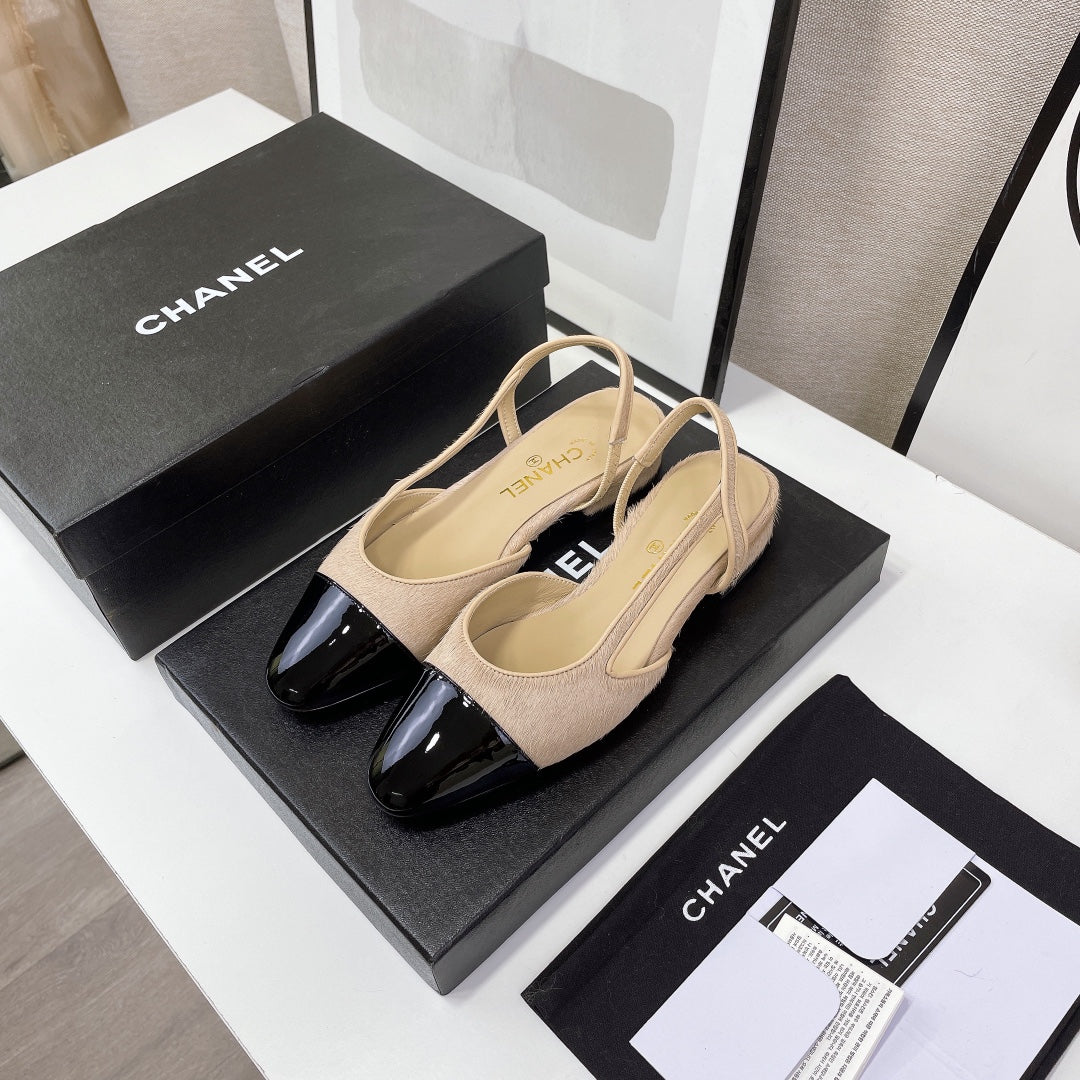 CC Slingback Beige Lambskin And Horsehair