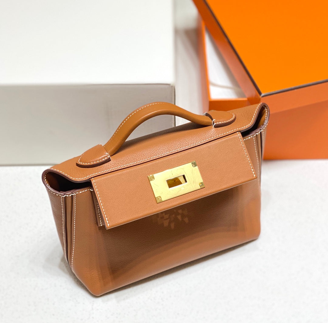 HM Mini 24 Sur 24 Bag 21cm Gold Swift Cowhide Gold Hardware 250264