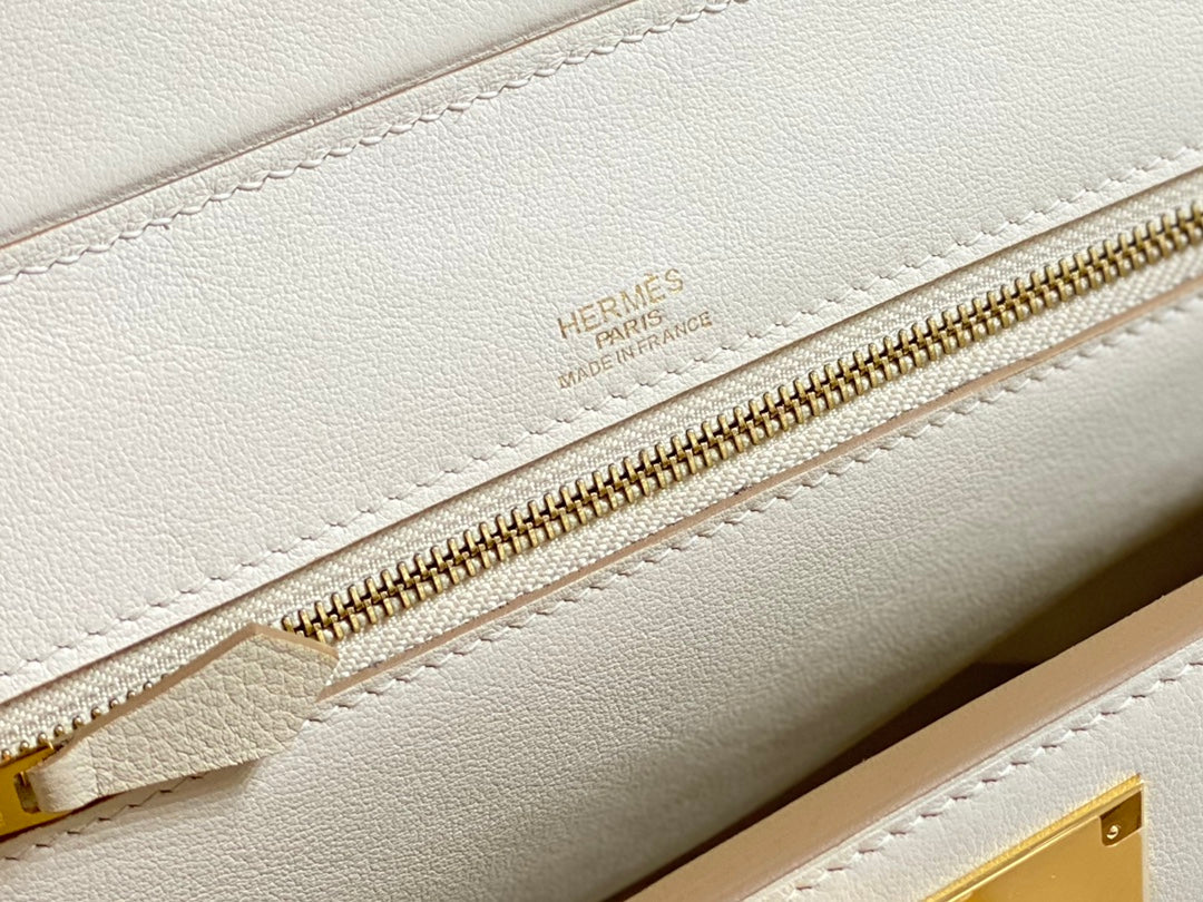 HM Mini 24 Sur 24 Bag 21cm White Swift Cowhide Gold Hardware 250270