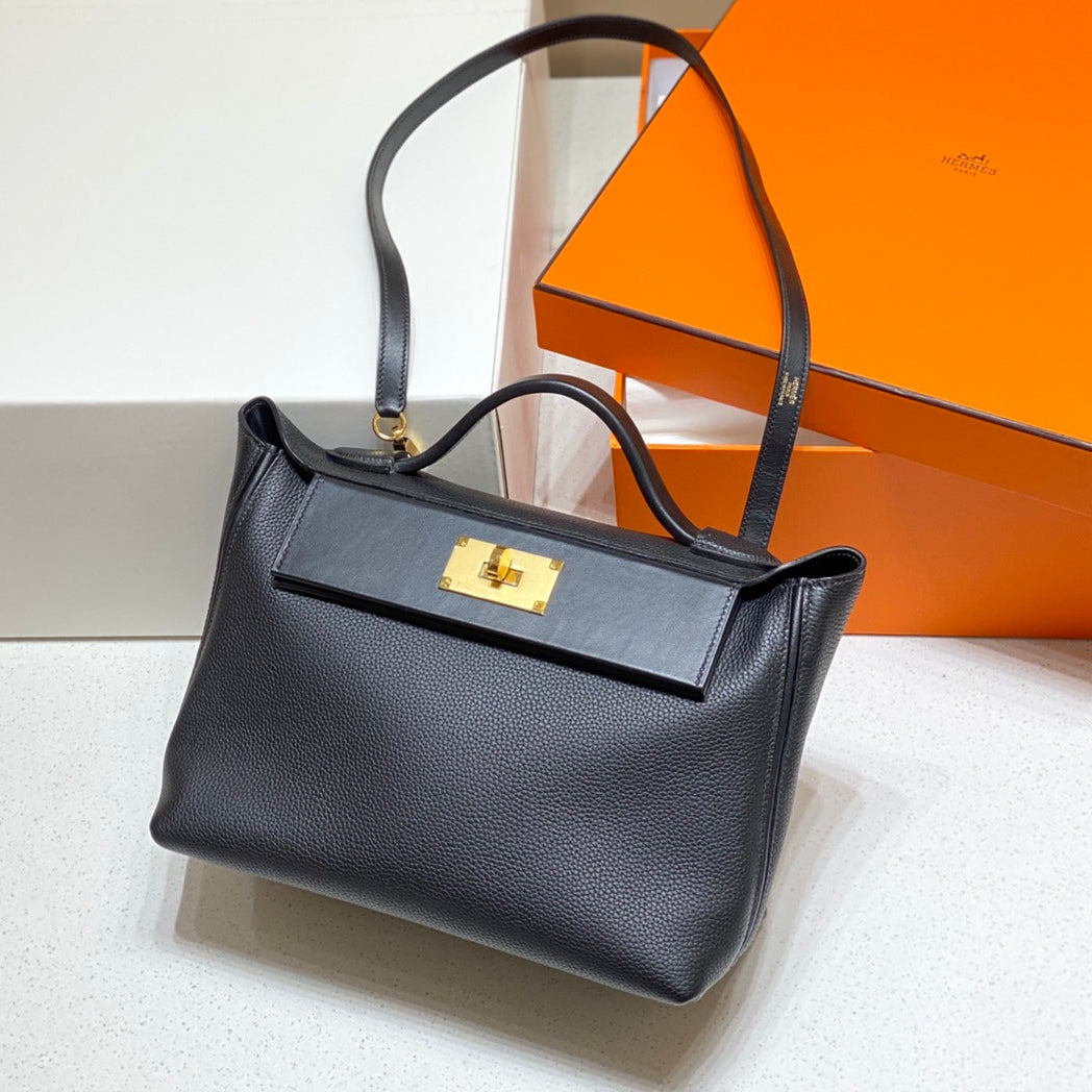 HM 26s 24/24 Bag 29cm Black Togo Leather