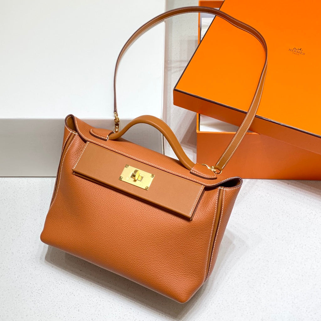 HM 26s 24/24 Bag 29cm Tan Brown Togo Leather