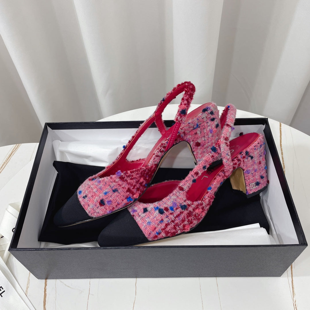 CC 26s High-Heel Slingbacks 65 Mm In Black Mix Pink Tweed