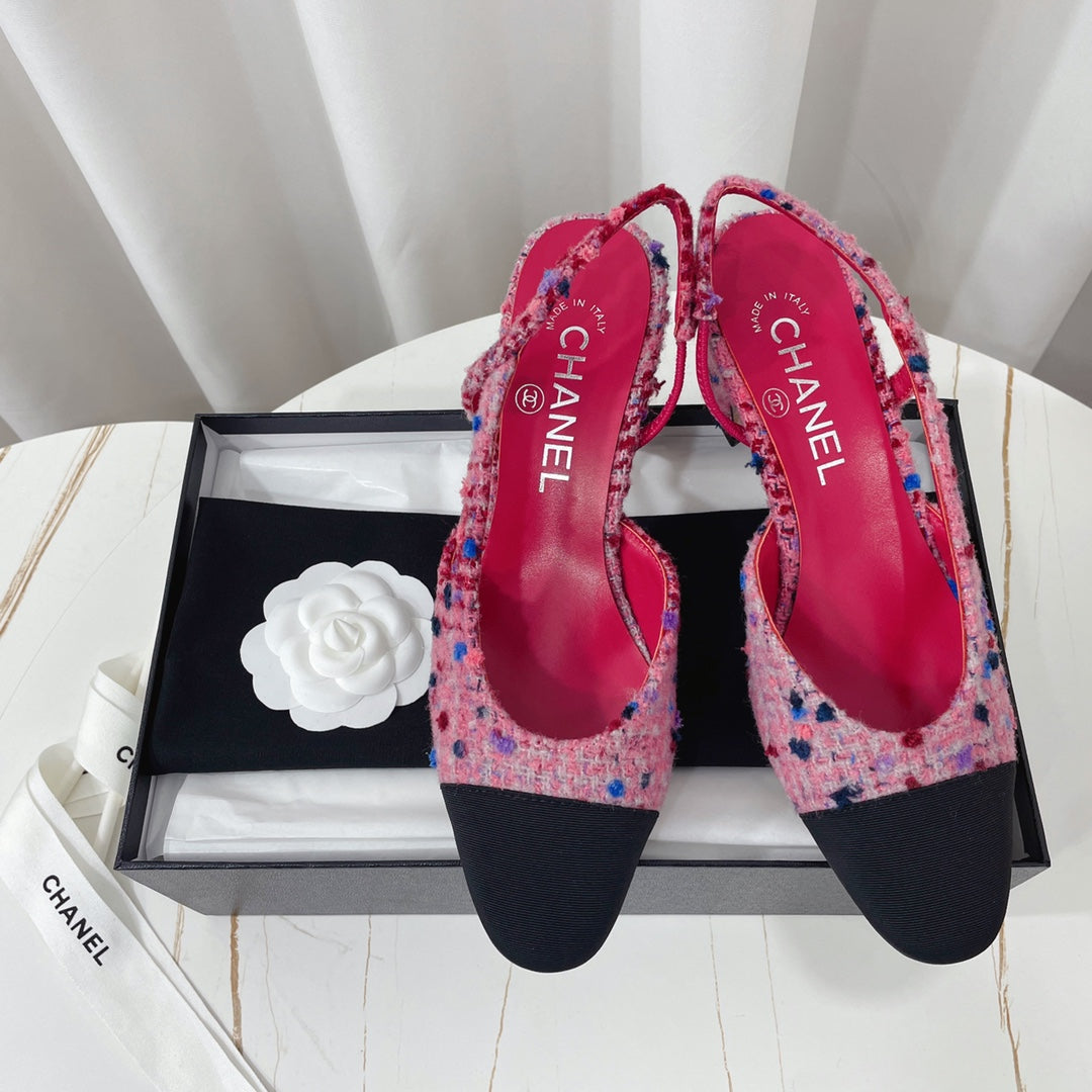 CC 26s High-Heel Slingbacks 65 Mm In Black Mix Pink Tweed