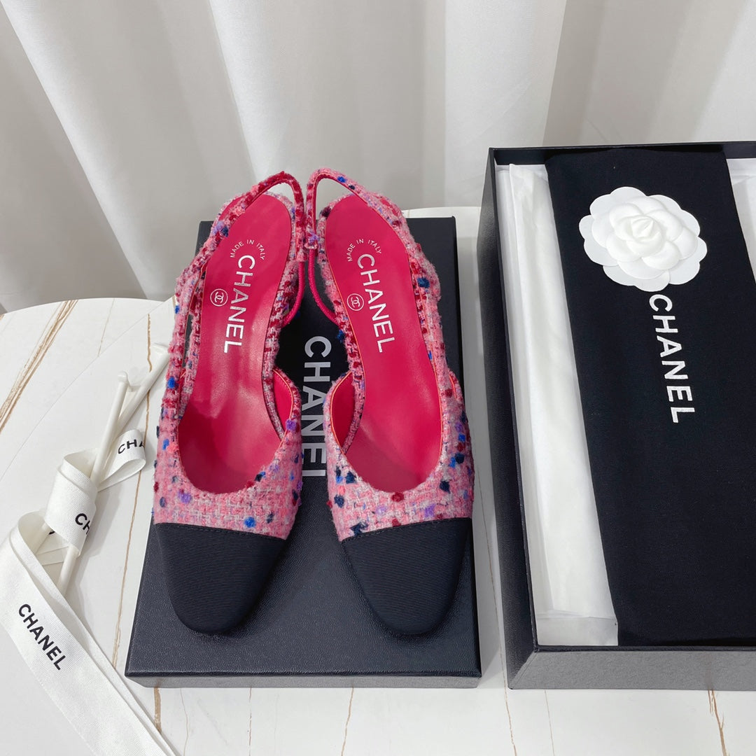 CC 26s High-Heel Slingbacks 65 Mm In Black Mix Pink Tweed