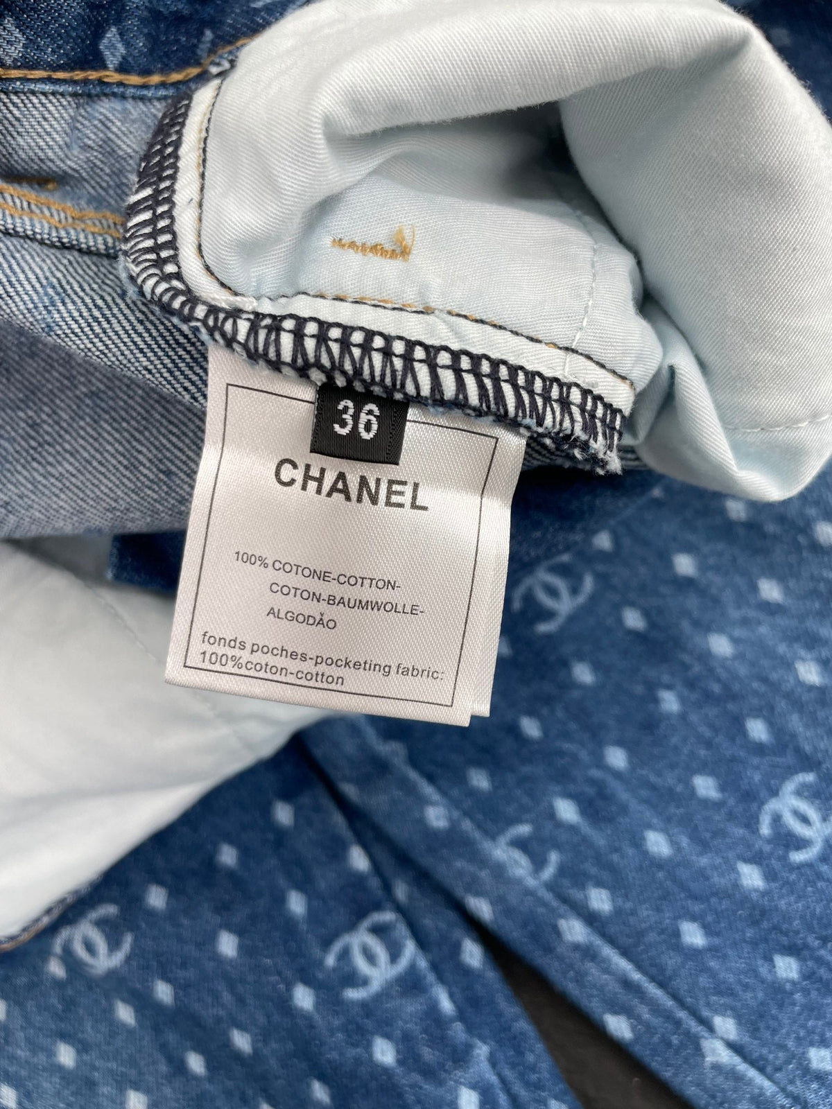 CC Polka Dot Double C Wide-Leg Straight-Leg Jeans 344167