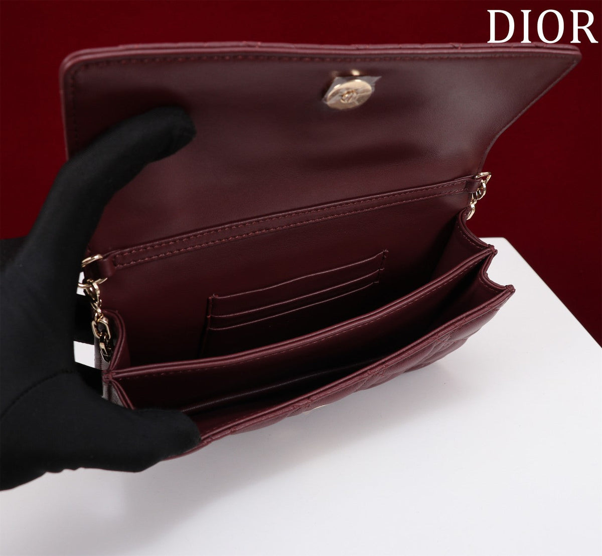 my cd mini 21 burgundy lambskin