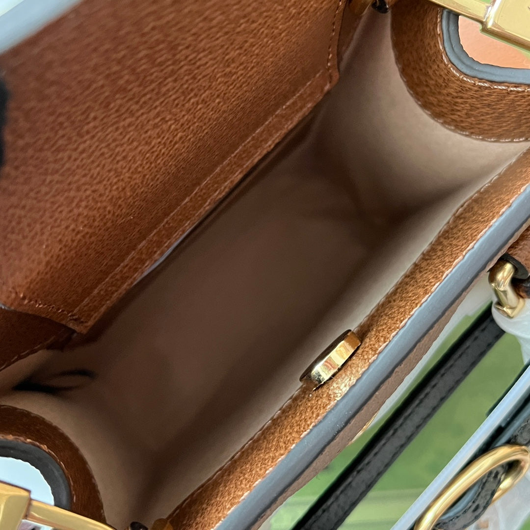 Gucci Diana Bamboo Mini Tote Bag Brown Lambskin 240107