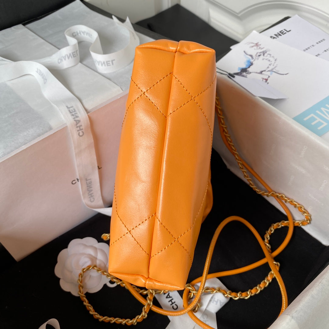 CC 24S Hobo 22 Bag 20cm Orange Lambskin