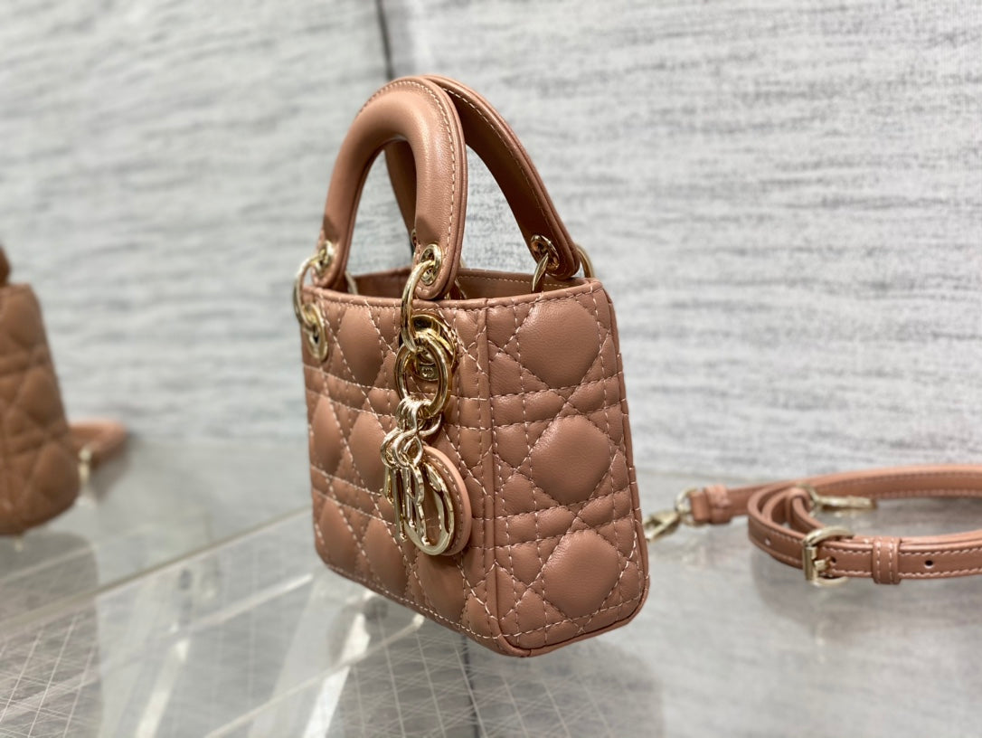 micro lady 12 pinkish brown lambskin ghw