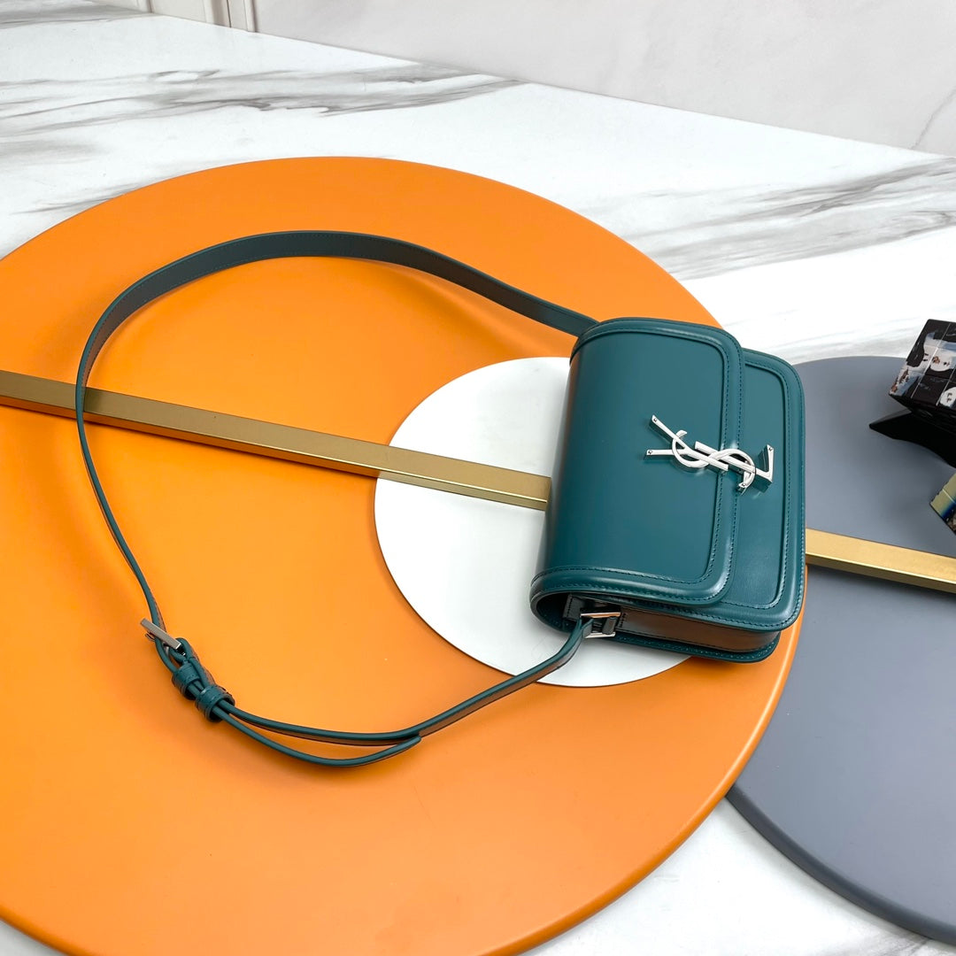 YSL Solferino Mini Satchel Bag Teal Blue Calfskin 285594