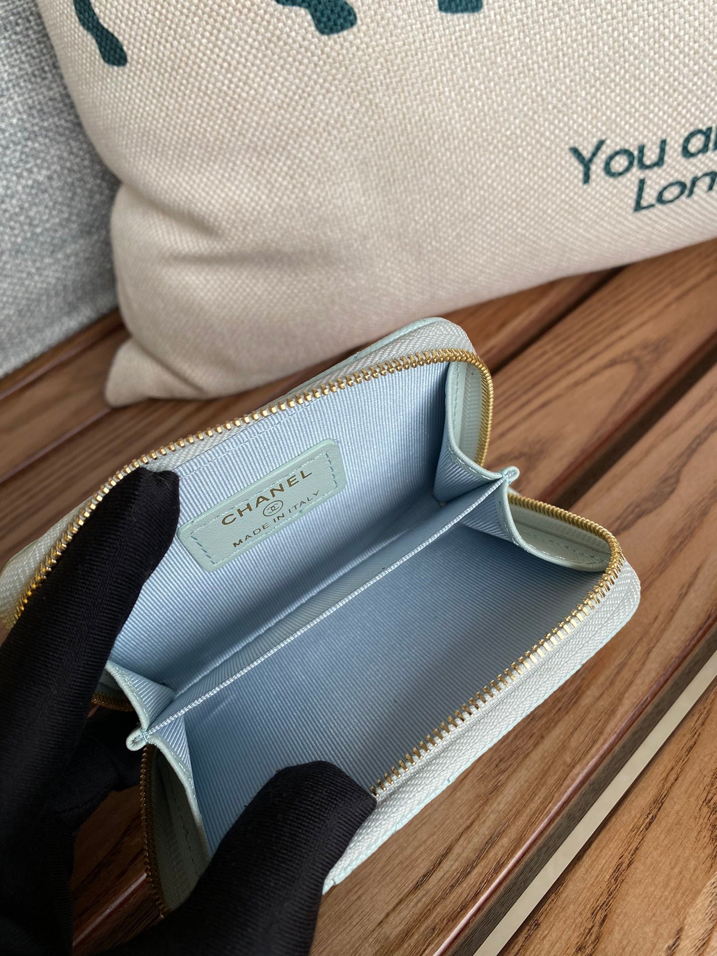 CC 22A Zippy Coin Purse Light Blue Caviar GHW 223904