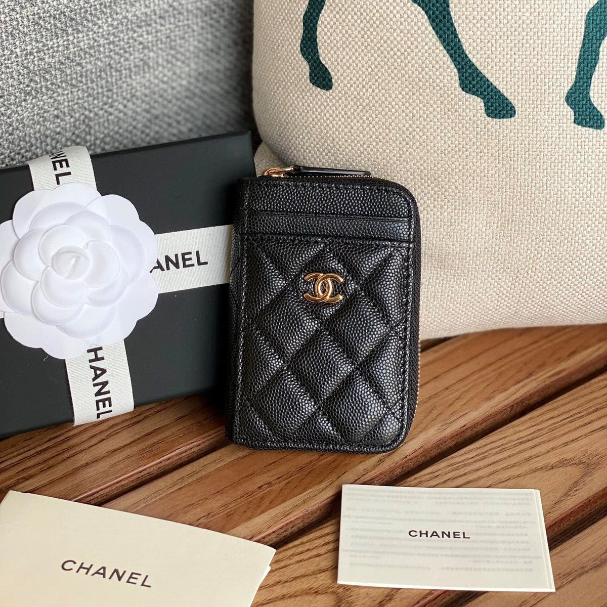 CC 22A Zippy Coin Purse Black Caviar GHW 223922