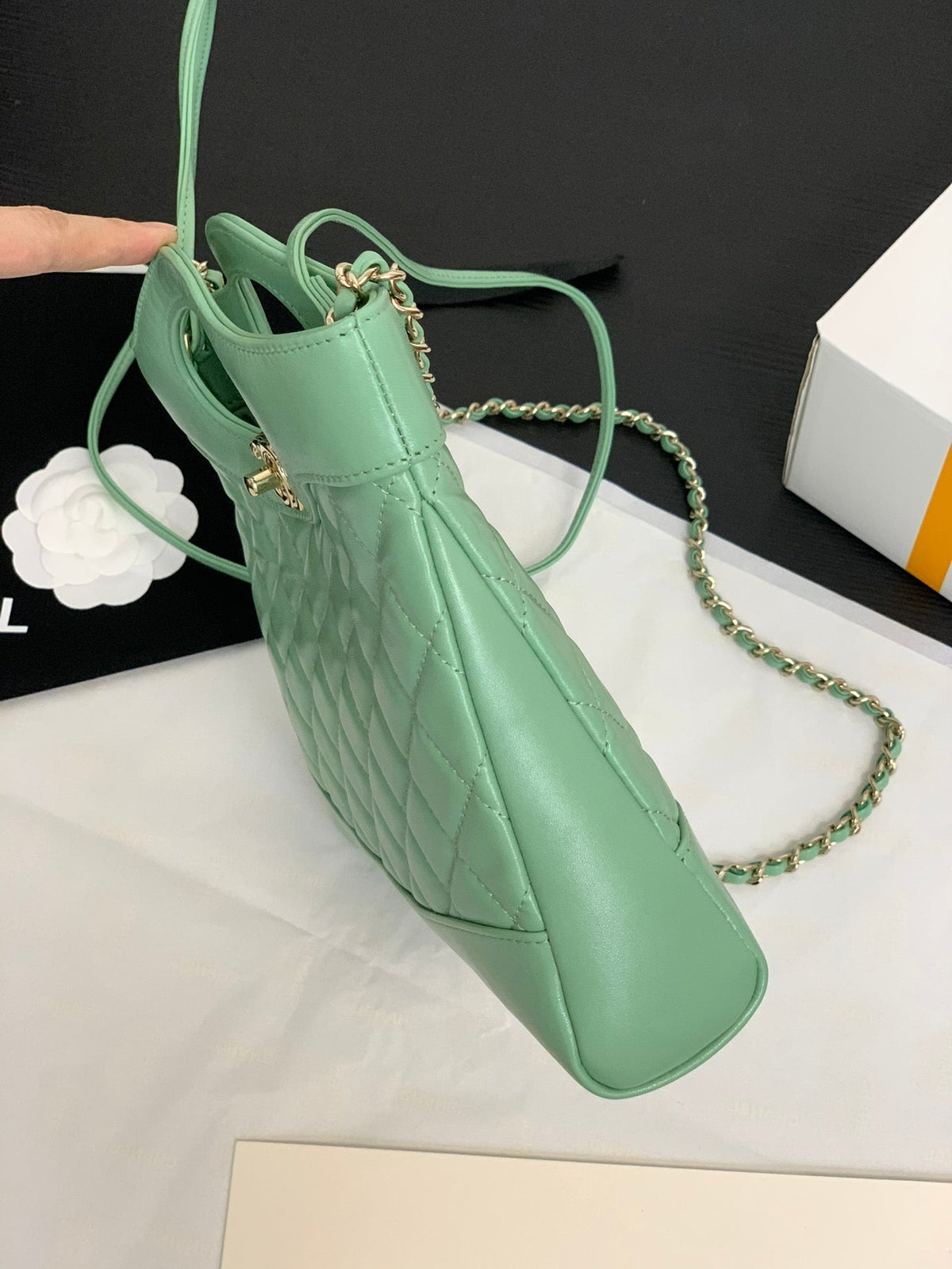 CC 31 Mini Shopping Bag 23cm Mint Green Calfskin