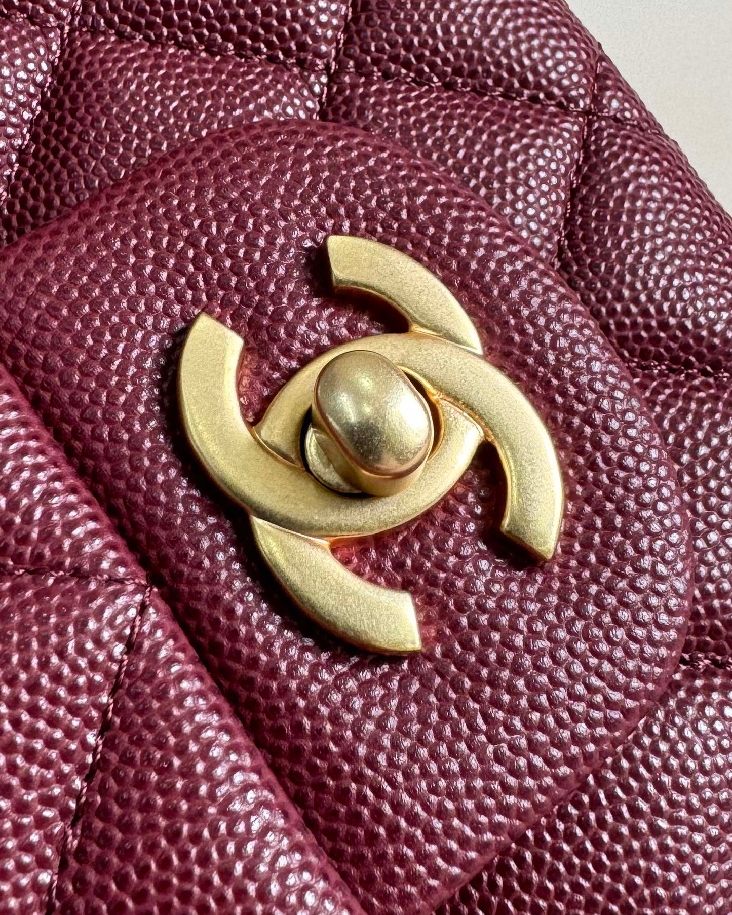 CC Classic Double Flap Bag 25cm Burgundy Caviar Leather